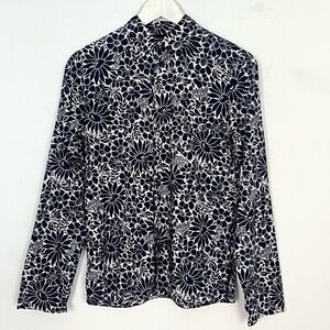 Ralph Lauren Navy Floral Print Button Down Shirt XS Cotton